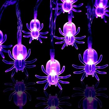 Halloween Lights Spider String Lights 10 LED Purple Spiders 1.5m 4.9ft LED Toys Halloween Ghost Festival Horror Decoration Supplies for Party Costumes