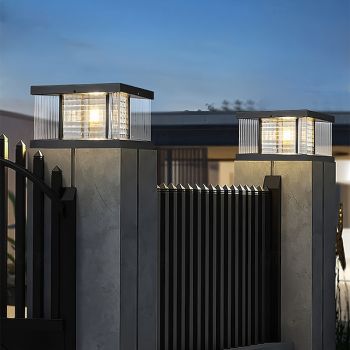 Outdoor Post Lamp 20W Metal LED Pillar Post Lantern Column Light Fixture for Yard Entrance Garden 110-240V