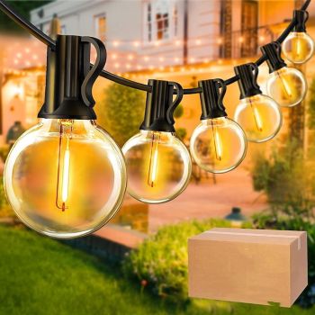 UL Certified Outdoor LED Bulb String Lights 98ft 30m String Lights Outdoor with Shatterproof G40 LED Bulbs Waterproof Hanging Patio Lighting for Christmas Patio House Backyard Balcony Party