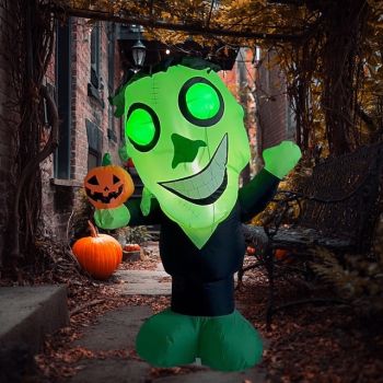 1 Pc 1.2M/3.9FT Halloween Appearance Hand held Pumpkin with Light Inflatable Air Model Effect Eyes Indoor and Outdoor Courtyard Lawn Party Halloween Festival Atmosphere Decorative Light EU/US/UK/AU Pl