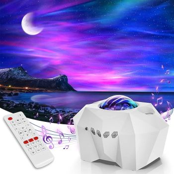 Aurora Galaxy Projector Light Star Projection with Music Speaker Night Light Projector with Moon Northern Lights Projector for Bedroom/Gaming Room/Home Theater/Ceiling for Halloween