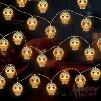 Halloween String Light Skulls Dimmable Waterproof Jack-O-Lantern Halloween Party Decoration Lights 6M 40Leds