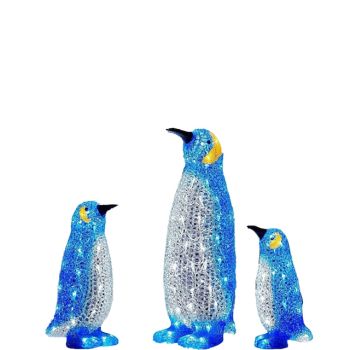 3pcs Christmas Luminious Penguin Garden Patio Xmas Decoration 11" Light-Up Christmas Penguin Decorations Christmas Outdoor Decorations for Porch Lawn Yard