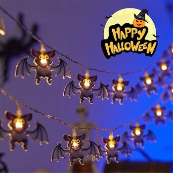 1.5M 10LED Halloween Lantern String Ghost Festival Scene Atmosphere Decoration Lantern String Spider Web Bat Pumpkin Death God Festival Decorative Lanterns 1pc