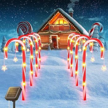Solar Christmas Peppermint Candy Cane Light Outdoor Waterproof Christmas Day Light LED Home Garden Passage Courtyard Lawn Decorations