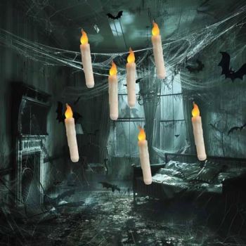 6PCS LED Halloween Candles Light with Flickering Flame AA Battery Power Lamp For  Halloween Candle Taper Candles Floating Party Lighting