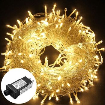 50M String Lights, 400 LEDs in Warm White, White & Blue Waterproof Christmas Party Decorative Lights 24V