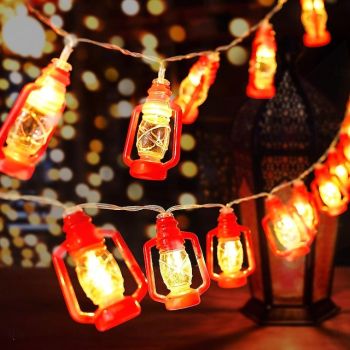 20/40LED Retro Light String Lights for Bedroom Bedroom Garden Festival Home Indoor Ramadan Festival Decoration Mini Kerosene Lamp String (Warm Light)