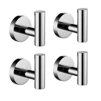 4pcs Wall Hooks for Coats,Stainless Steel Robe Hooks,Wall Mounted Coat Hooks For Bathroom,Bedroom,Kitchen(Chrome)