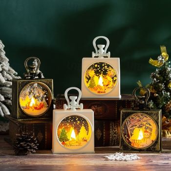 1 Pc 12.3 * 9.5CM Christmas LED strip light with illuminated handheld light Santa Claus snowman reindeer Christmas tree indoor and outdoor gathering table decoration light AG13 * 3 batteriesies