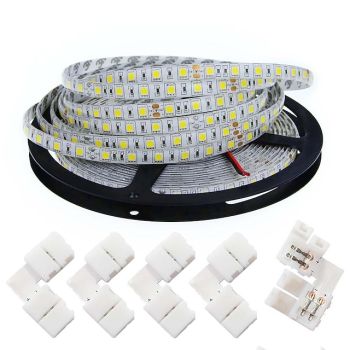 LED Light Strips Tiktok Lights 5050 5M 300 leds 10mm 4200 lm Warm White White(DC 12V) With 5PCS 5050 Strip Light Connector