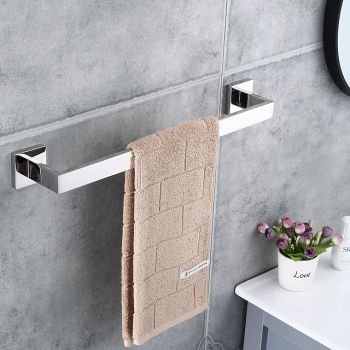Bath Towel Bar,SUS304 Stainless Steel Towel Rack for Bathroom,Bathroom Accessories Towel Rod Heavy Duty Wall Mounted Towel Holder (Chrome) Bath Hardware