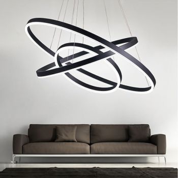 LED Pendant Light 3-Light 80cm/60cm/40cm Ring Circle Design 113W Aluminum Painted Finishes Modern Downlight Smart Wifi Control Dimmable with Remote Control