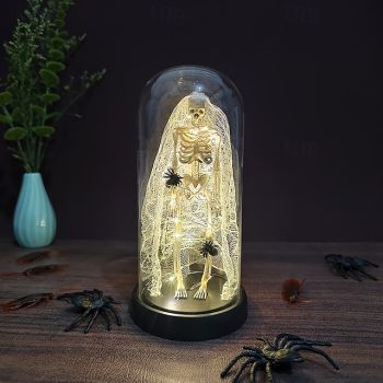 1 Pc 21.5 * 11CM Halloween Skull Ghost Bride with Light Acrylic Cover Creative Decoration Ghost Festival Horror Night Light AAA Battery Box 2025 New