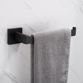 Wall Mounted Matte Black Towel Rail Towel Bar Stainless Steel Bathroom Single Towel Rod 1pc