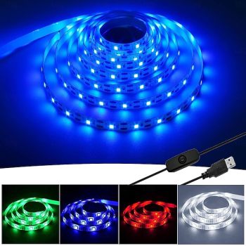 USB LED Strip Lights USB with Switch Control USB TV Backlight Bar Multicolor 5050 SMD 60LED / Meter Warm White Red Blue for Halloween