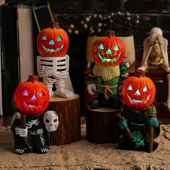 Halloween Pumpkin Skull Night Light Battery Powered Halloween Party Decorations Horror Atmosphere Haunted House Bar Home Decorations