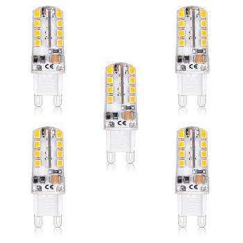 5pcs 5W LED Bi-pin Corn Light Bulb 300lm G9 T 32 LED Beads SMD 2835 Warm White 50W Halogen Equivalent for Chandelier 220-240V 110-120V