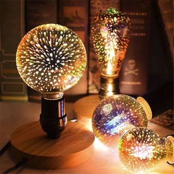 Christmas 3D Firework Light Bulbs Decorations LED Bulb E27 5W 85-265V Vintage Retro Edison Light Bulb Star Fireworks Lamp Holiday Night Light Novelty Christmas