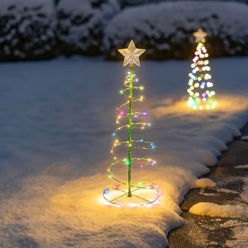 1PC Solar Christmas Tree Garden Lights Outdoor Waterproof Lawn Lights for New Year Christmas Party Garden Porch Garage Pathway Yard Walkway Atmosphere Decoration