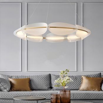 Chandelier Lighting 3 Color 60cm Acrylic Pendant Lamp Living Room Bedroom Dining Room Coffee Store Bar Hotel Decorate Fixtures Pearl Necklace Shape Hanging Light 110-240V