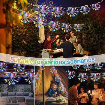 200LED Decorative Fireworks Light Dandelion Explosion Star Light String Design Copper Wire Light String Curtain Light Optional Solar Energy  Battery Box  USB 1PC