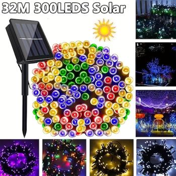 30m 300LED Solar String Lights Outdoor Waterproof 10m 100 LED Solar Christmas/Halloween Lights 8 Modes Twinkle Mini Lights For Gardens Wedding Party Tree Xmas Outdoors Decoration