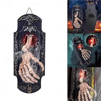 Halloween Devil's Hand Shines Light and Speaks Funny Door Lock Creative Home Decoration Light AAA Batteries Powered 1PC
