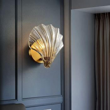 Modern Minimalist Wall Sconces Shell Copper Wall Light Decorative Reading Lamp for Living Room Bedroom Bedside Wall Lamp 110-240V