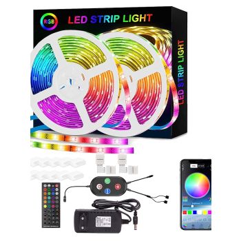 Smart RGB LED Strip Light 20M 10M Music Sync SMD 5050 65.6ft32.8ft Color Changing Bluetooth APP Control with Plug for Kitchen Bedroom Home TV Party