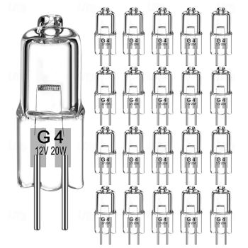 G4  Bi-pin Base Halogen Bulb 12V 10W 20W G4 Halogen Light Bulb for Under Cabinet Puck Light Chandeliers Accent Lights Track Lighting 20pcs