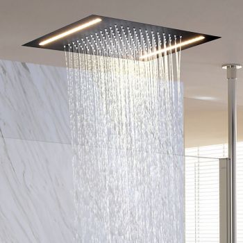 Shower Faucet,500*360 Matte Black Bathroom Faucet Rain Shower Complete with LED Stainless Steel Shower Head Ceiling Mounted Ti-PVD Feature - Design / Rainfall Shower Head System Foundation of a Perfect Shower