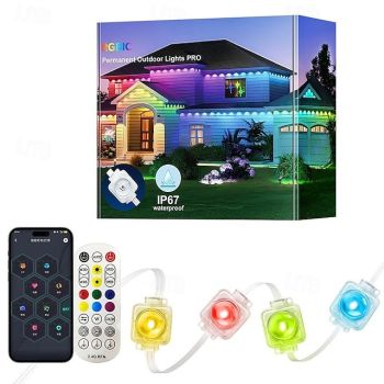 Outdoor Lights, RGB, Smart LED Eaves Lights with Remote Control, IP67 Waterproof,for Christmas and All Holiday Decor,Daily and Accent Lighting,House Roof and Garden Lighting