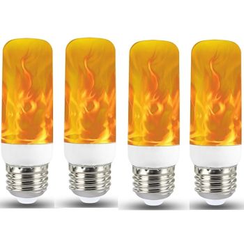 4pcs 1pcs New LED Dynamic Flame Effect Fire Light Bulb E27 LED Corn Bulb Creative Flickering Emulation 5W LED Lamp Light for Halloween