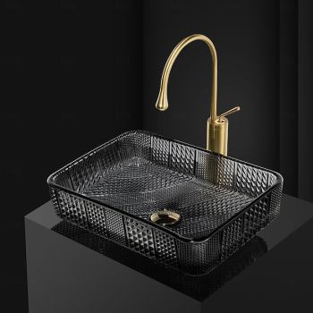 Vessel Sink for Bathroom Modern Rectangular Bathroom Vanity Sinks Above Counter Glass Countertop Basin sink Washbasin Art