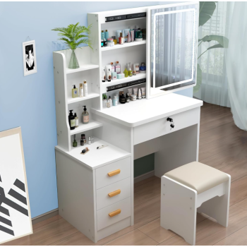 Customization Toplly Vanity Desk with Sliding Mirror and Lights, Dressing Table,Deposite
