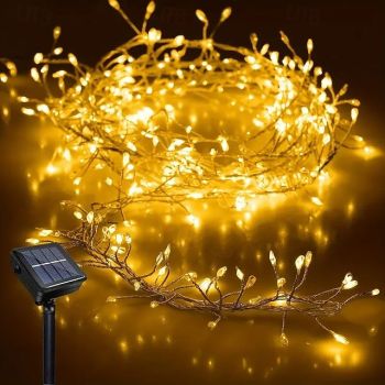 Solar Powered Firecracker String Lights 6M 200LEDs – Outdoor Garden Lawn Decor, Energy Efficient Copper Wire with Solar Battery, Perfect for Yard, Window, Fence & Tree Lighting