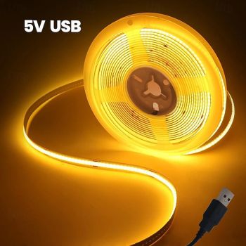DC 5V USB COB Strip 320Leds/m Flexible Ribbon Rope Strip Light Warm White Natural White Night Lamp TV Backlight LED Strip 1m 2m 3m 4m 5m Home Decor