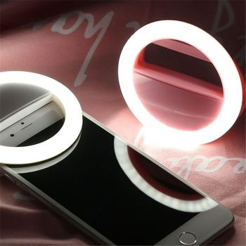 2pcs Selfie Ring Light Portable Clip for Smart Phone Photography Camera Video 3 Modes Dimmable AAA Batteries Powered