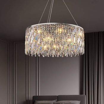 Light luxury living room chandelier new modern simple round light luxury crystal lamp designer home atmosphere restaurant chandelier
