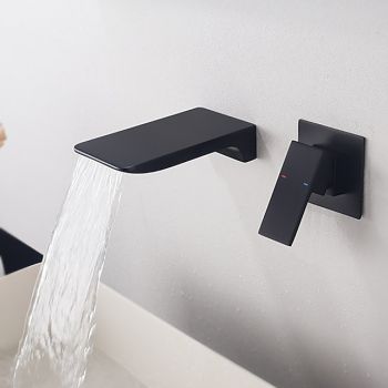 Bathroom Sink Faucet - Wall Mount / Waterfall Painted Finishes Wall Mounted Single Handle Two HolesBath Taps Top Quality