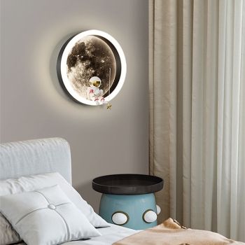 LED Wall Lights Sconce Lighting Wall Lamp Decor Astronaut Moon Pattern Wall Lights for Children Boys Kids Bedroom Living Room Background