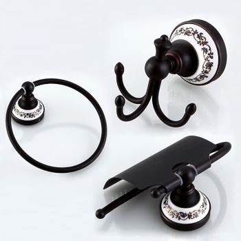 Bathroom Accessory Set Antique Brass 3pcs Include Toilet Paper Holders Robe Hook and Tower Ring Oil-rubbed Bronze Bath Hardware