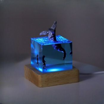 Marine Resin Whale Humpback Whale 5cm/2inch Cube Ornament Luminous Mini Night Light Birthday Christmas Gift