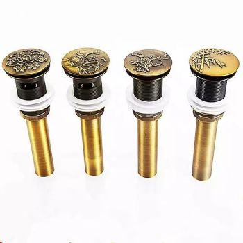 Brass Pop Up Sink Drain Stopper with Overflow Bathroom Faucet Vessel Vanity Sink Drainer Antique Brass Bathroom Accessories