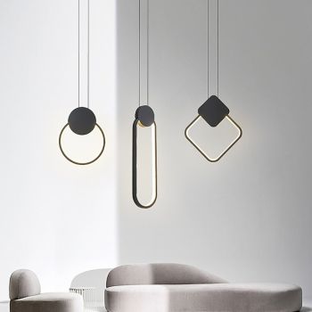 LED Pendant Light Island Light Modern Bedside Light Round Square Rectangle Metal Style Geometrical Minimalist Painted Finishes Contemporary 110-120V 220-240V