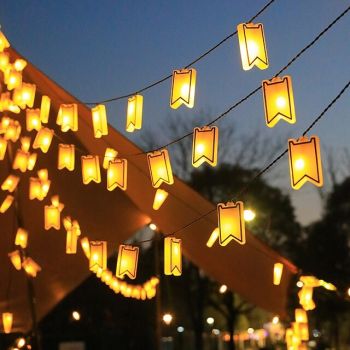 1 Pc Outdoor Solar Camping Flag Atmosphere Light String 5M-20Leds/10M-40Leds Balcony Terrace Courtyard Garden Tent Wedding Festival Atmosphere Decorative Light