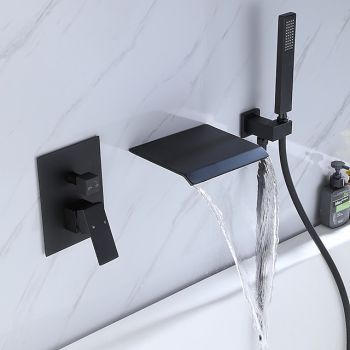 Bathtub Faucet - Contemporary Chrome Wall Installation Ceramic Valve Bath Shower Mixer Taps Durable Bathtub Faucet