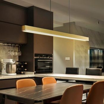 LED Linear Pendant Light Dimmable Aluminum Alloy Black 31.2in Office Dining Room Chandelier Adjustable 110-220V Bulb Included