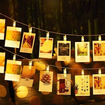 Elegant Wedding & Party Reception LED Photo Clip String Lights - 20 Clips, 2/3/5M, Waterproof for Bedroom, Dorm, Christmas, Battery Powered or USB